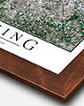 Beijing Satellite Map with Walnut Wood Frame