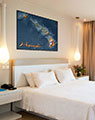 Hawaii Map Print in Hotel Room