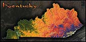 Kentucky Topographic Physical Wall Map