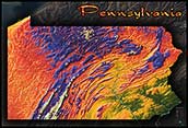 Pennsylvania Topographic Physical Wall Map