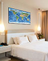 World Physical Map Poster in Hotel Room