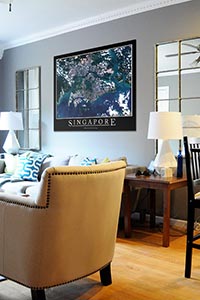 Singapore Aerial Map as Home Decor
