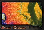 Physical Wall Map of South Dakota Topography