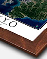 Aerial Image of Tokyo with Walnut Wood Frame